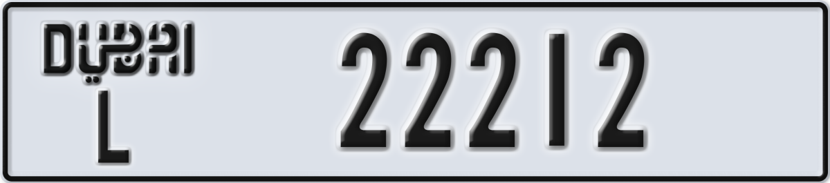 dubai License Plate Number 22212 Code L