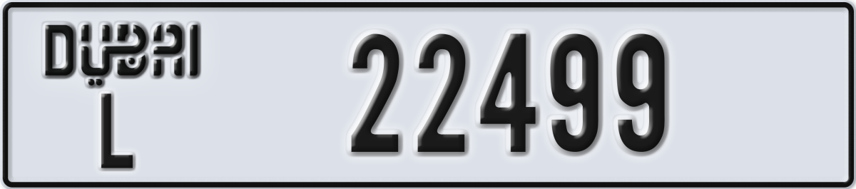 dubai License Plate Number 22499 Code L