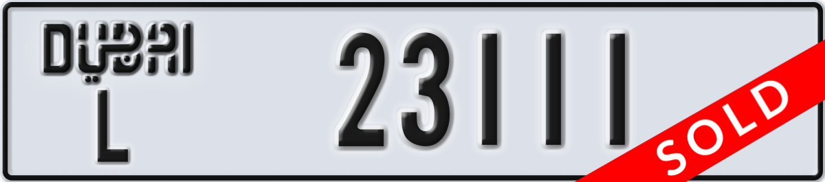 dubai License Plate Number 23111 Code L