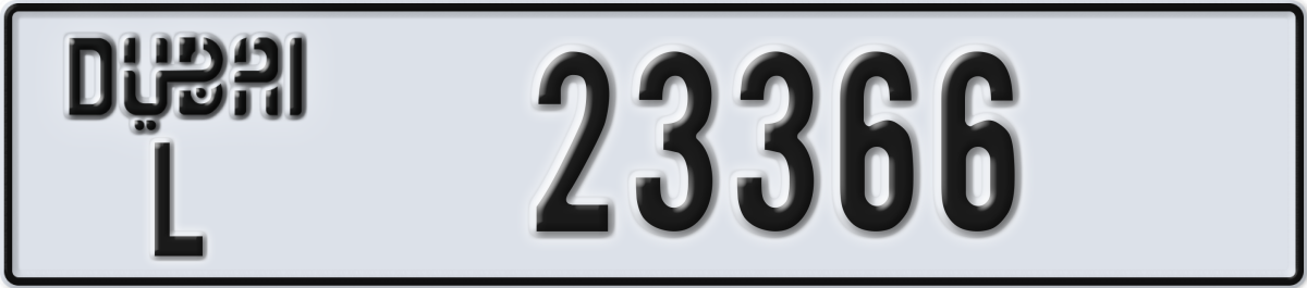 dubai License Plate Number 23366 Code L