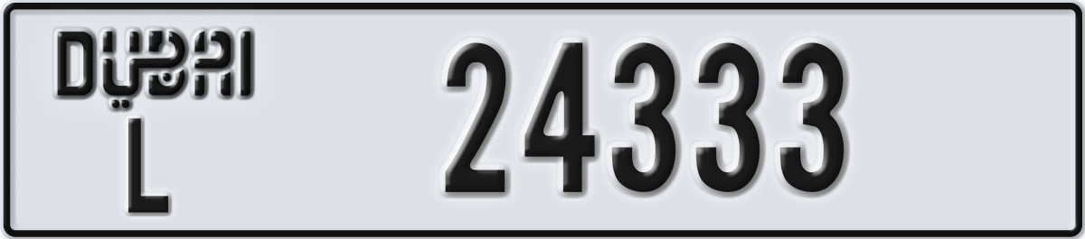 dubai License Plate Number 24333 Code L