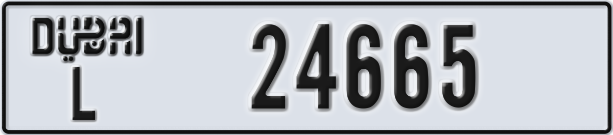 dubai License Plate Number 24665 Code L