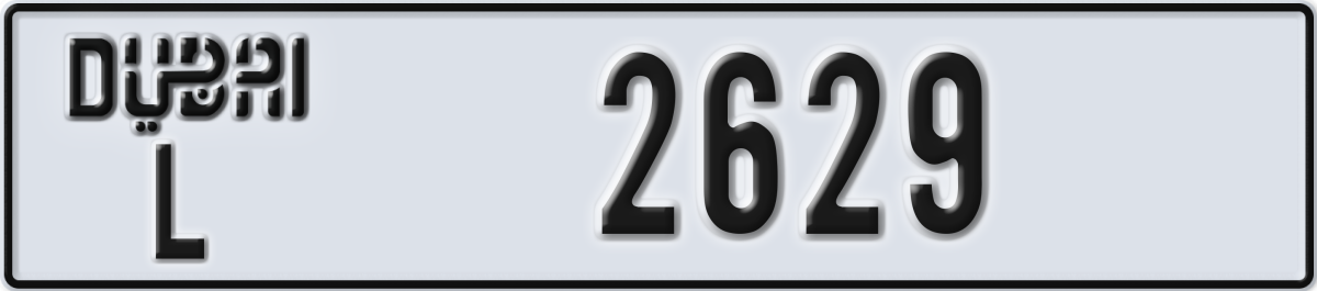 dubai License Plate Number 2629 Code L