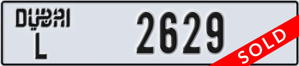 dubai License Plate Number 2629 Code L