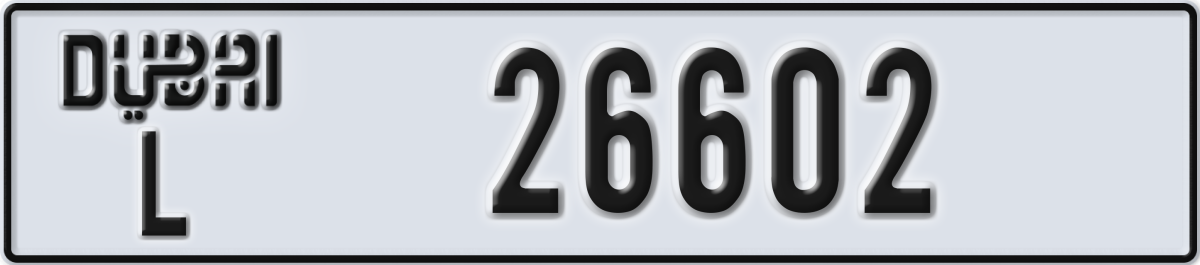 dubai License Plate Number 26602 Code L