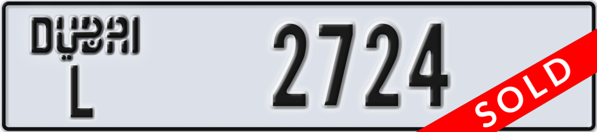 dubai License Plate Number 2724 Code L