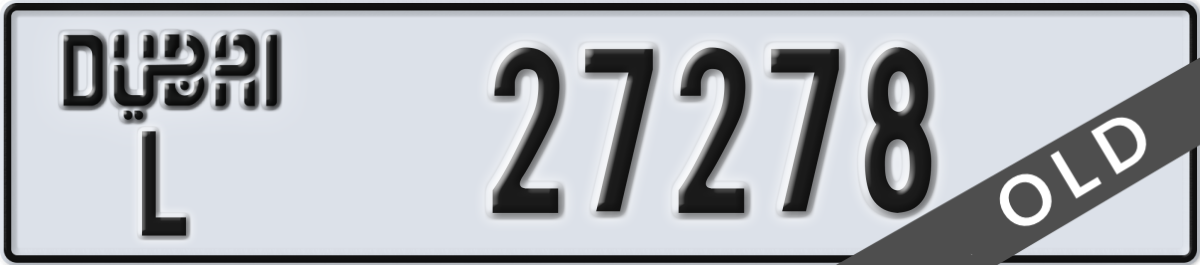 dubai License Plate Number 27278 Code L