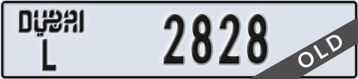 dubai License Plate Number 2828 Code L