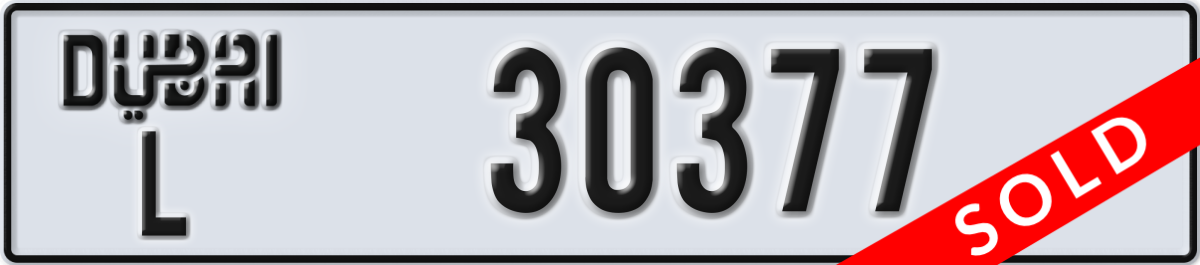 dubai License Plate Number 30377 Code L