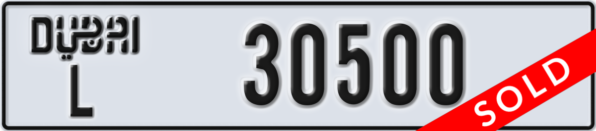 dubai License Plate Number 30500 Code L