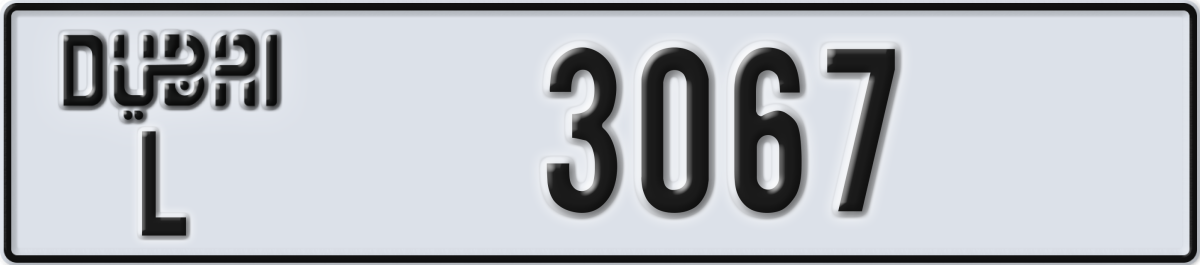 dubai License Plate Number 3067 Code L
