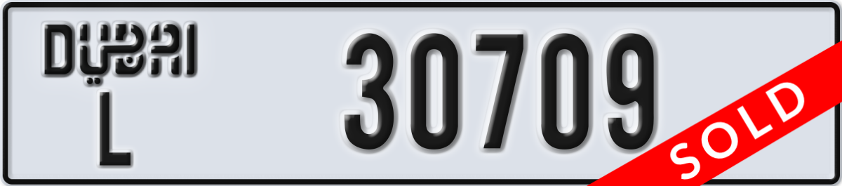 dubai License Plate Number 30709 Code L