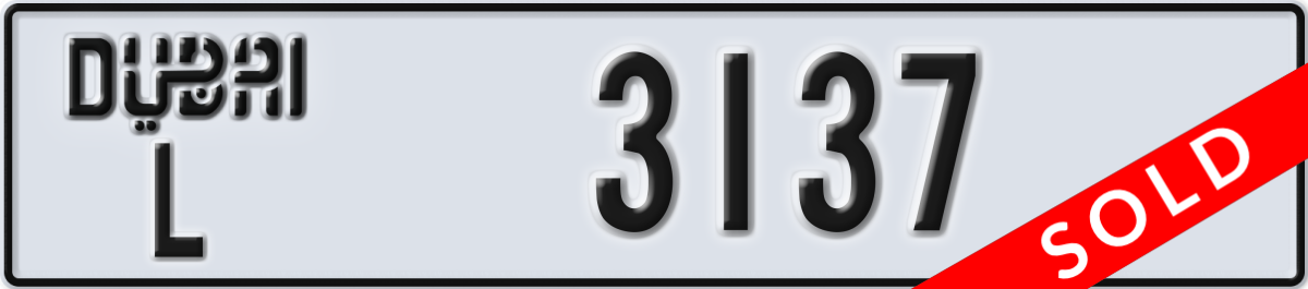 dubai License Plate Number 3137 Code L