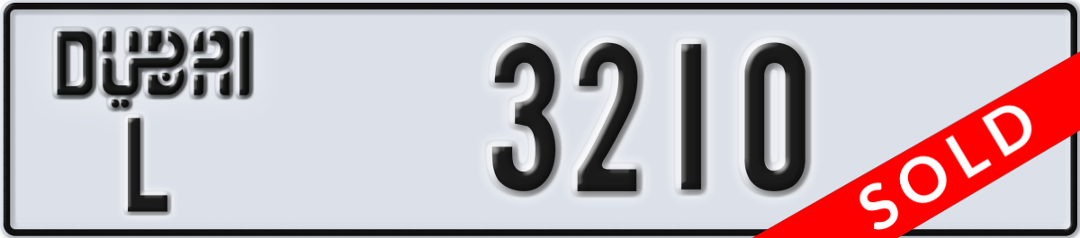 dubai License Plate Number 3210 Code L