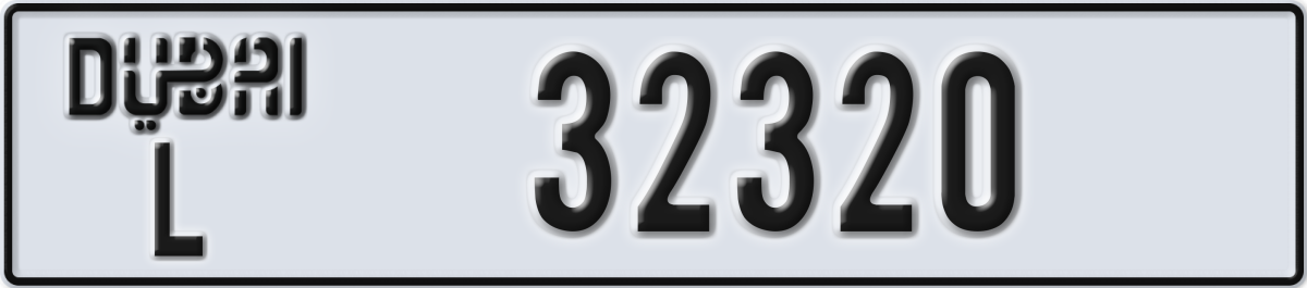dubai License Plate Number 32320 Code L