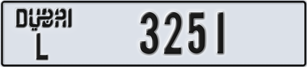 dubai License Plate Number 3251 Code L