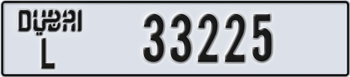 dubai License Plate Number 33225 Code L