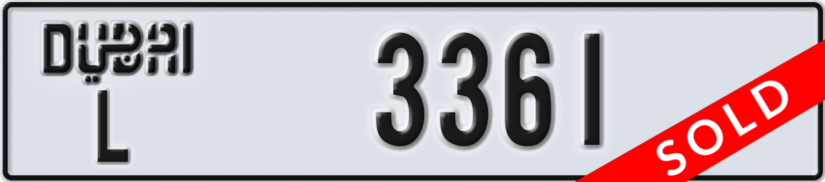 dubai License Plate Number 3361 Code L