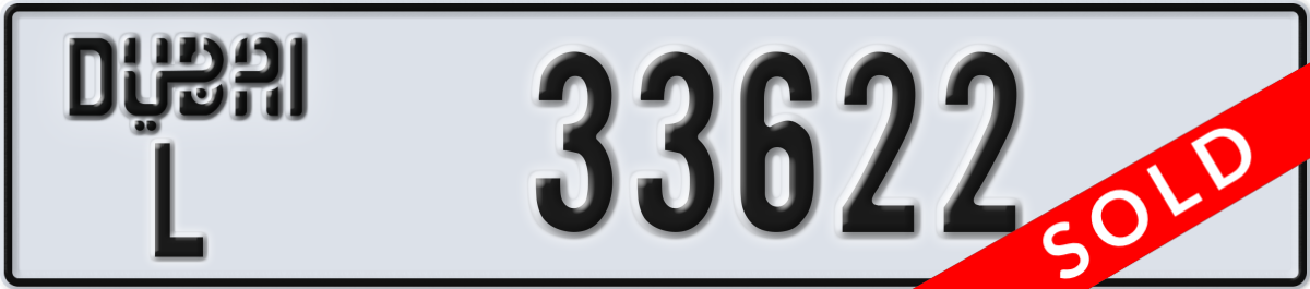 dubai License Plate Number 33622 Code L