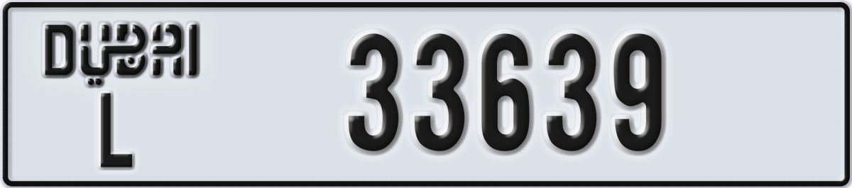 dubai License Plate Number 33639 Code L