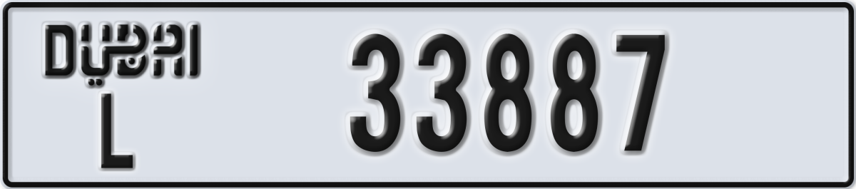 dubai License Plate Number 33887 Code L