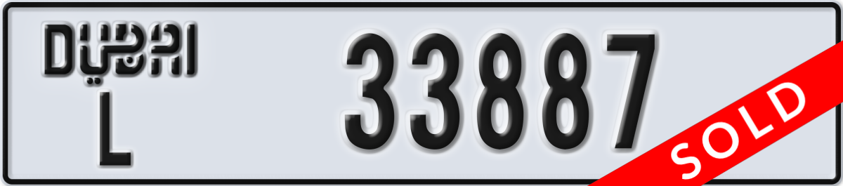 dubai License Plate Number 33887 Code L