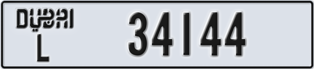 dubai License Plate Number 34144 Code L