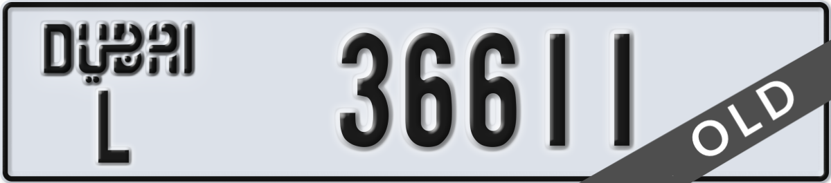 dubai License Plate Number 36611 Code L
