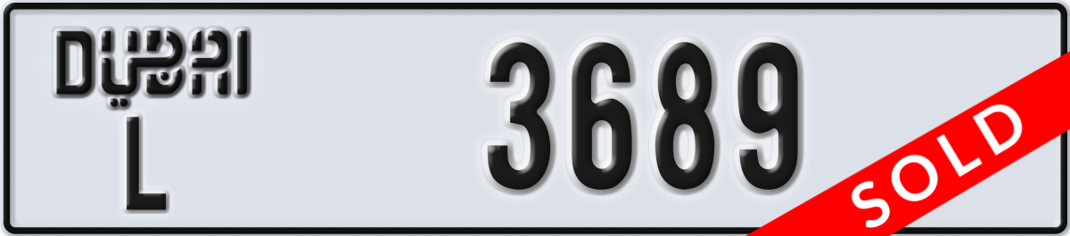 dubai License Plate Number 3689 Code L