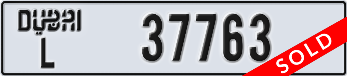 dubai License Plate Number 37763 Code L