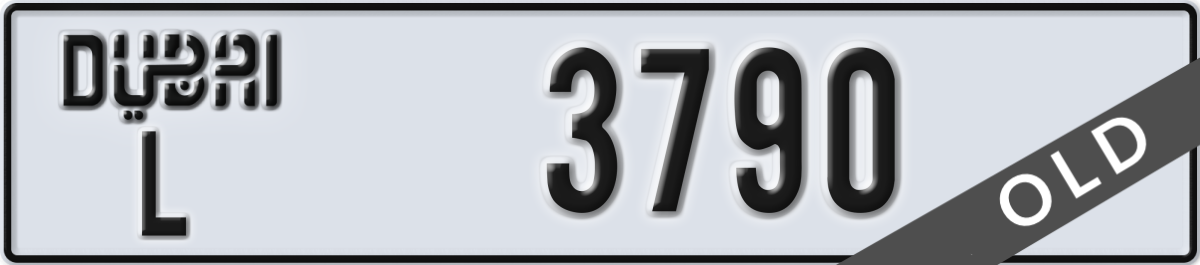 dubai License Plate Number 3790 Code L