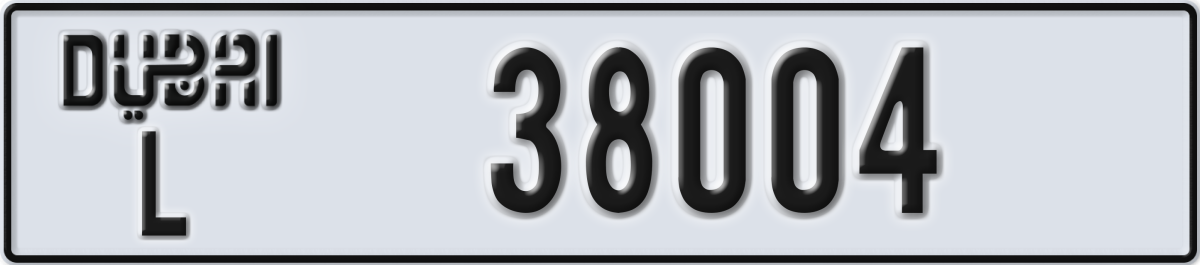 dubai License Plate Number 38004 Code L
