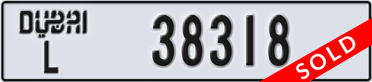 dubai License Plate Number 38318 Code L