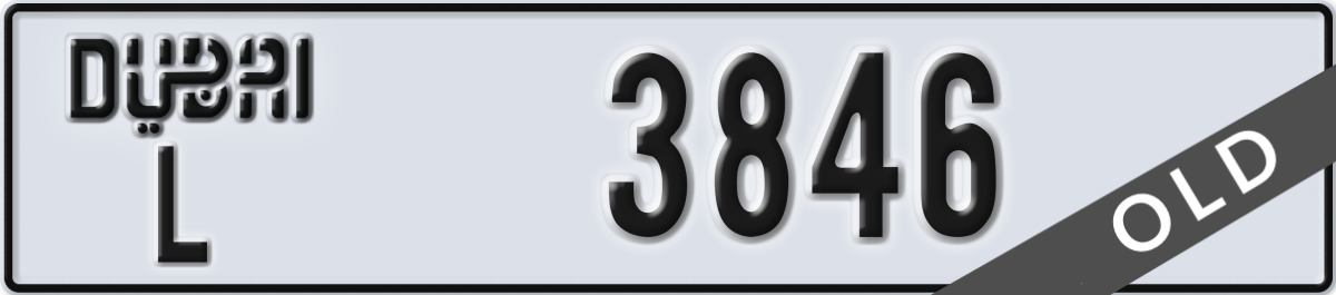 dubai License Plate Number 3846 Code L