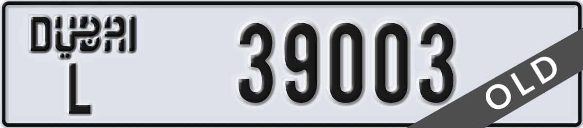 dubai License Plate Number 39003 Code L