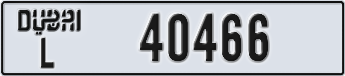 dubai License Plate Number 40466 Code L