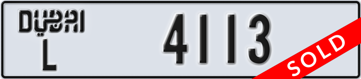 dubai License Plate Number 4113 Code L