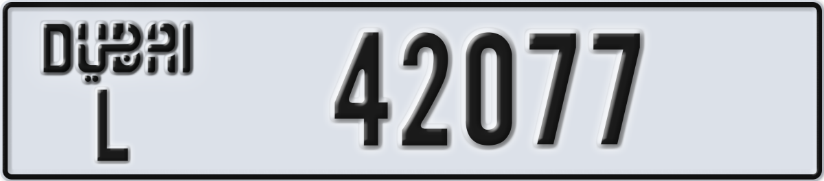 dubai License Plate Number 42077 Code L