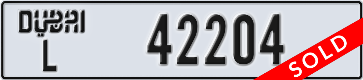 dubai License Plate Number 42204 Code L