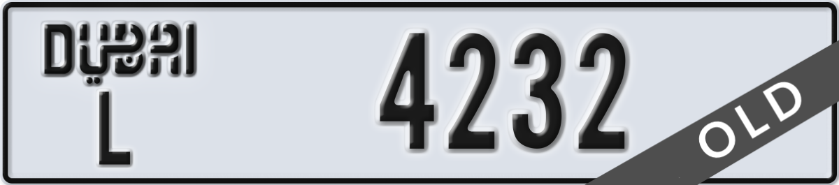 dubai License Plate Number 4232 Code L