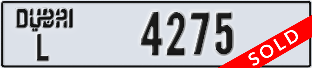 dubai License Plate Number 4275 Code L