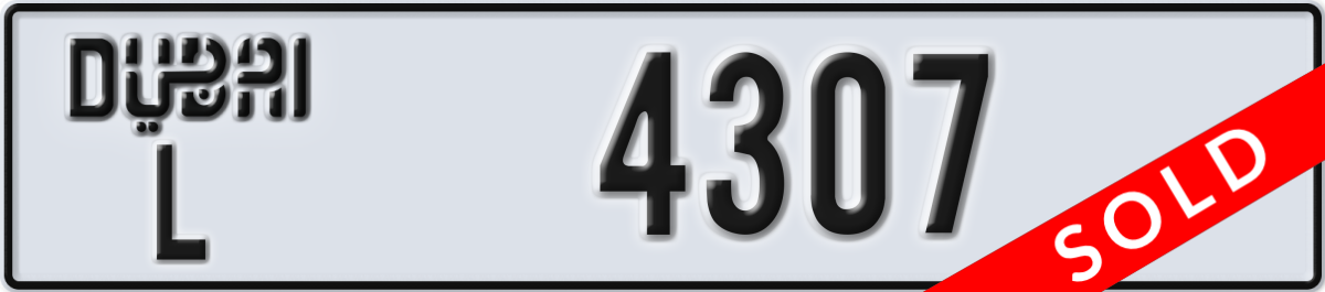 dubai License Plate Number 4307 Code L