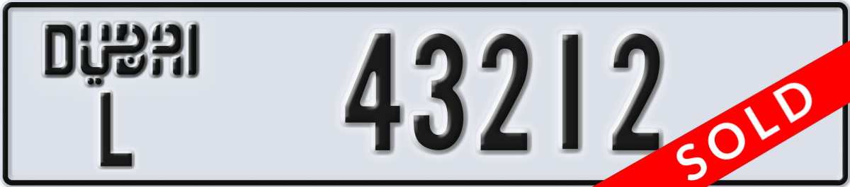 dubai License Plate Number 43212 Code L