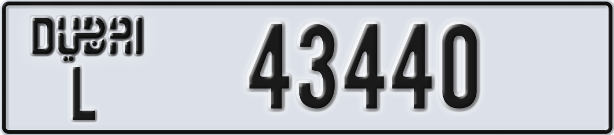 dubai License Plate Number 43440 Code L