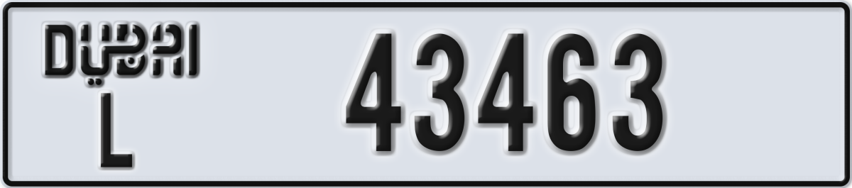 dubai License Plate Number 43463 Code L