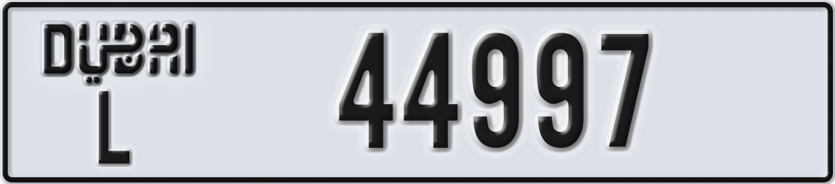 dubai License Plate Number 44997 Code L