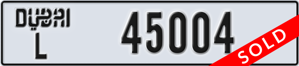 dubai License Plate Number 45004 Code L