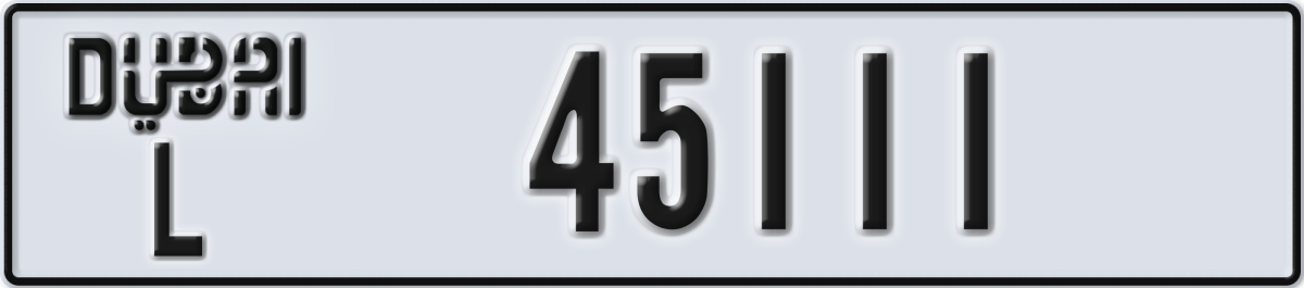 dubai License Plate Number 45111 Code L