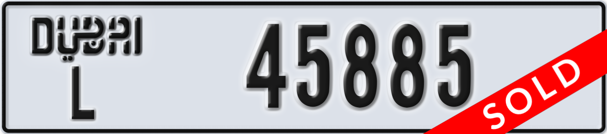 dubai License Plate Number 45885 Code L