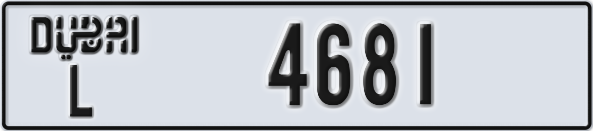 dubai License Plate Number 4681 Code L